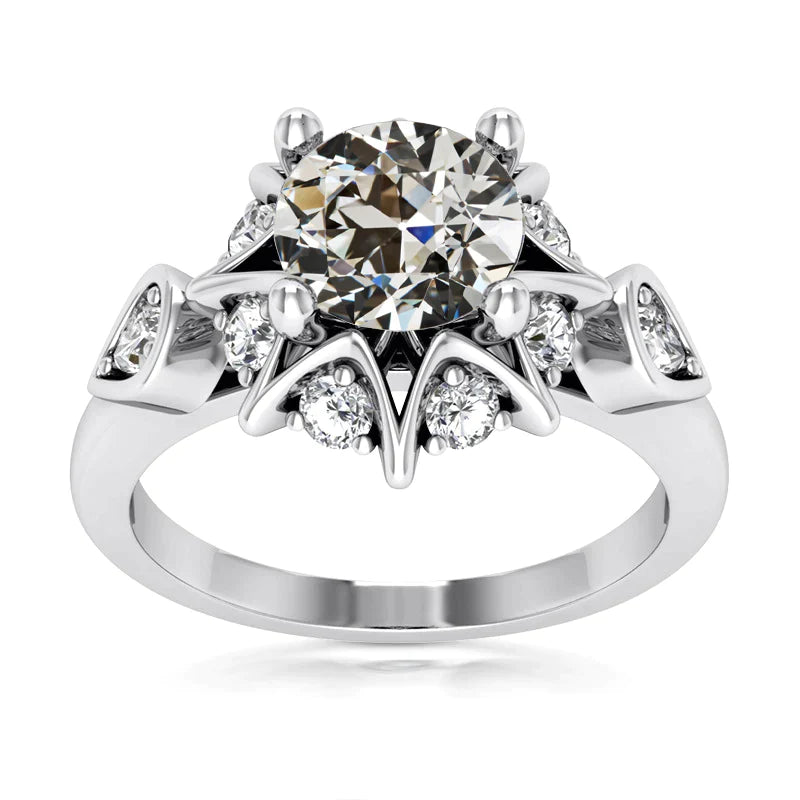 Halo Ring rund im alten Minenschliff Echt Diamant Stern-Stil Gold 4.50 Karat