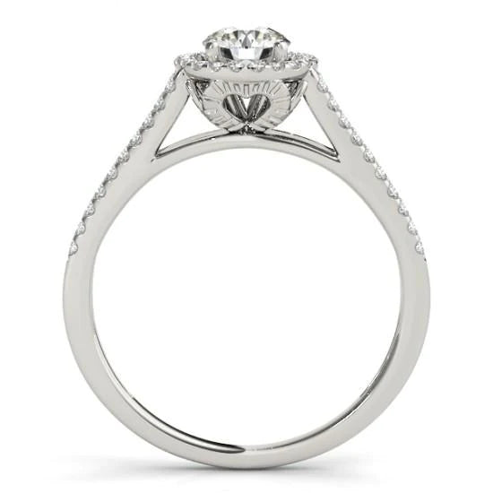 Halo Runden Echt DiamantSplit Shank Verlobungsring 1.37 Karat WG 14K