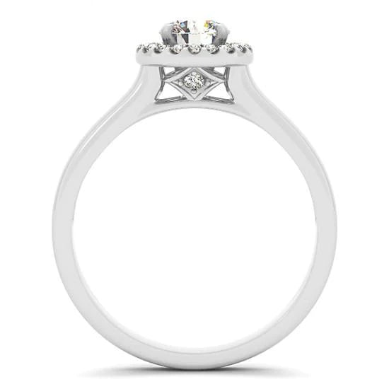 Halo Runden Echt DiamantVerlobungsring Flower Style 1.0 Karat WG 14K