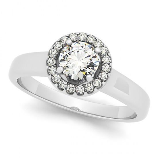 Halo Runden Echt DiamantVerlobungsring Flower Style 1.0 Karat WG 14K