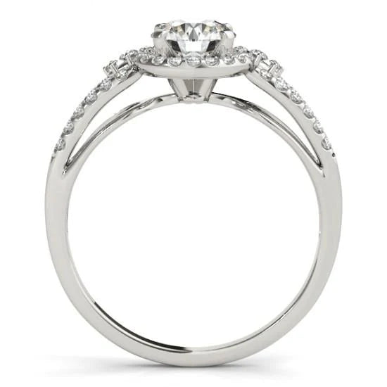 Halo Runden Echt DiamantVerlobungsring Split Shank 1.50 Karat WG 14K