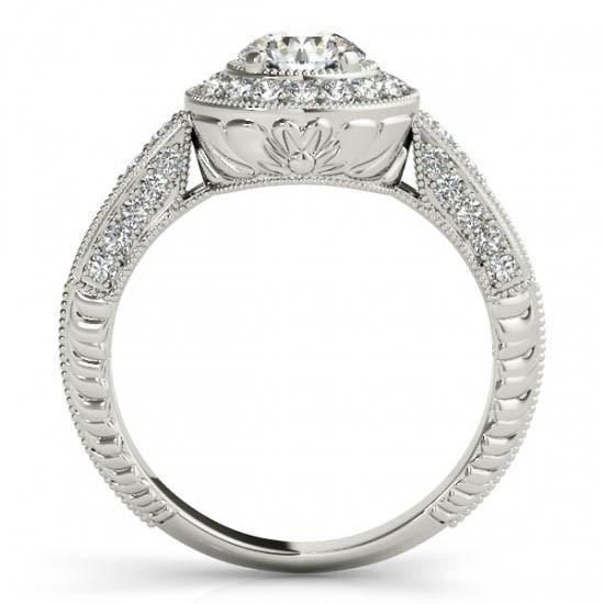 Halo Runden Echt DiamantVerlobungsring Vintage Style 1.75 Karat WG 14K
