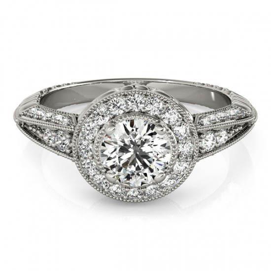 Halo Runden Echt DiamantVerlobungsring Vintage Style 1.75 Karat WG 14K
