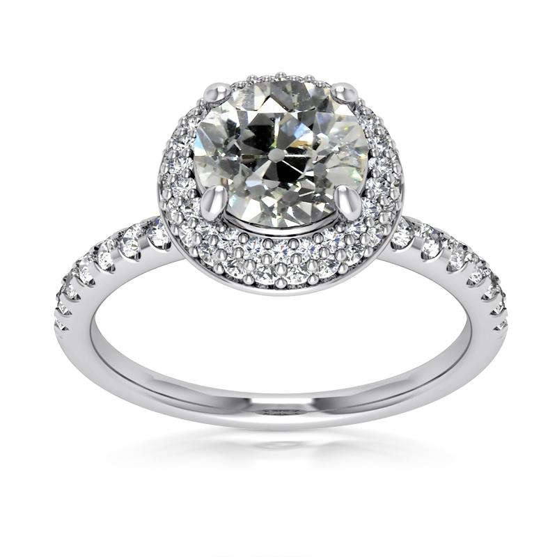 Halo Runden Old Mine Cut Echt Diamant Ehering Krappenset 5.75 Karat
