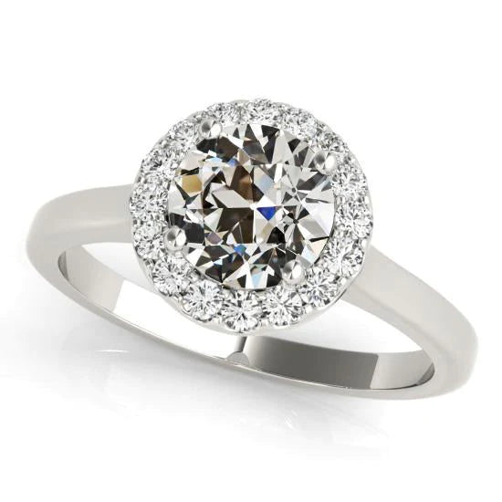 Halo Runden Old Mine Cut Natürlich Diamant ring 3.50 Karat 14K Gold Damenschmuck