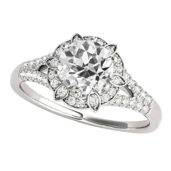 Halo Runden Ring alter Bergmann Echt Diamants Split Shank 14K Gold 4.25 Karat