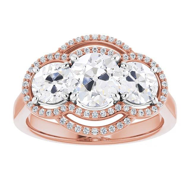 Halo Runden alter Bergmann Echt Diamantring Krappenset 8.50 Karat zweifarbig