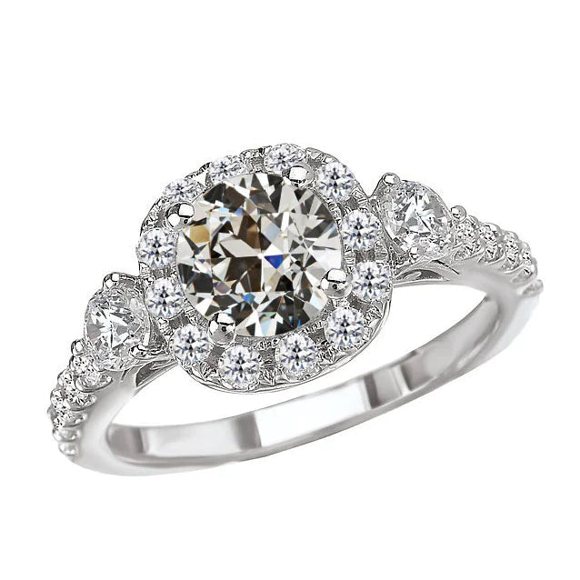 Halo Runder Jahrestagsring mit Etch Diamanten im alten Minenschliff von 5,50 Karat