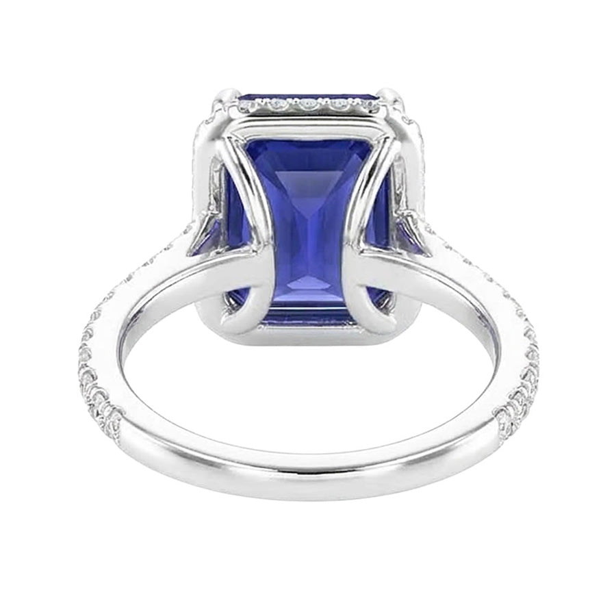 Halo Smaragd Ceylon Saphir Ring Krappenbesatz Natürlicher Diamant ( nicht im Labor gezüchtet )en 4,50 Karat