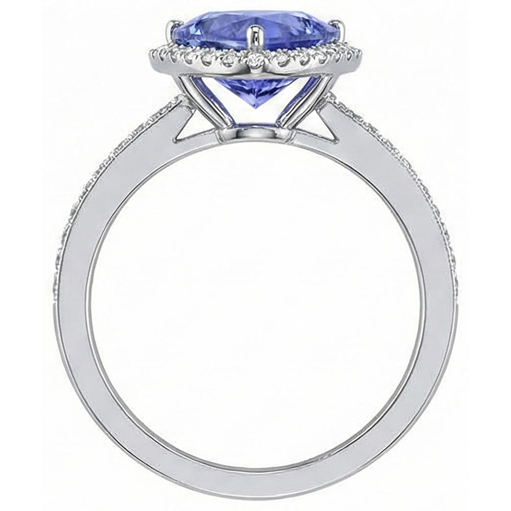 Halo Trillion Tansanit AAA Ring mit runden Aus der Erde Abgebauter Natürlicher Diamanten 4 Karat