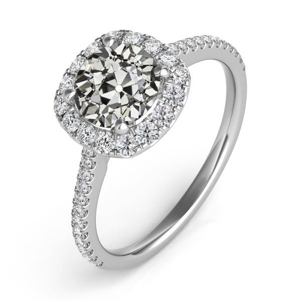 Halo alter Bergmann Echt Diamantring 14K Weißgold 6.50 Karat