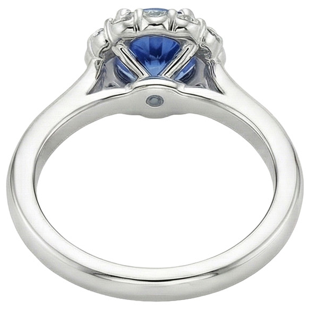 Halo runder Saphir- und Aus der Erde Abgebauter Natürlicher Diamant-Verlobungsring 3.35 Karat Neu