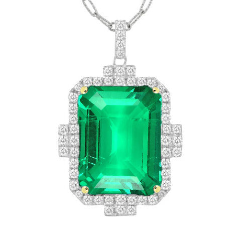 Edler Smaragd Schmuckstein-Anhänger 3-Karat Bicolor 14K Gold – Hauptansicht