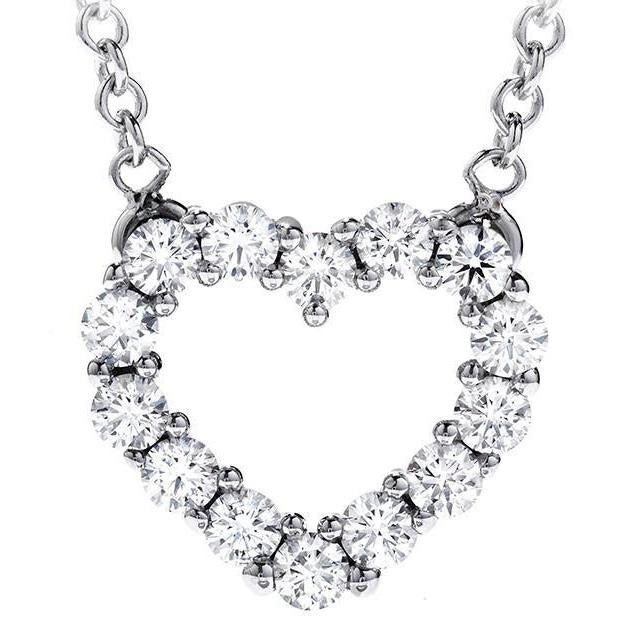 Halskette mit Anhänger in Herzform 2,80 ct. Echt Aus der Erde Abgebauter Natürlicher Diamanten im Rundschliff Gold Weiß