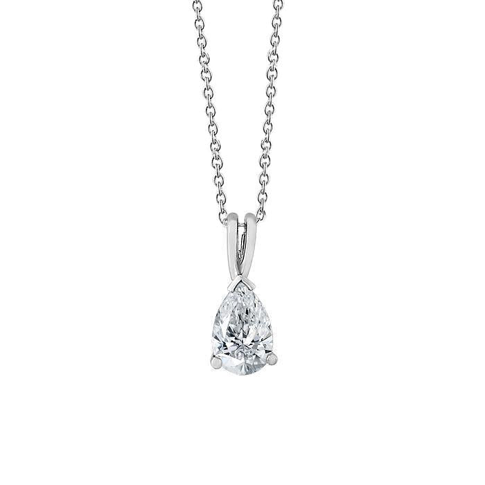 Halskette mit Anhänger mit Kette 1.50 Karat Weißgold mit Echt Diamant im Birnenschliff