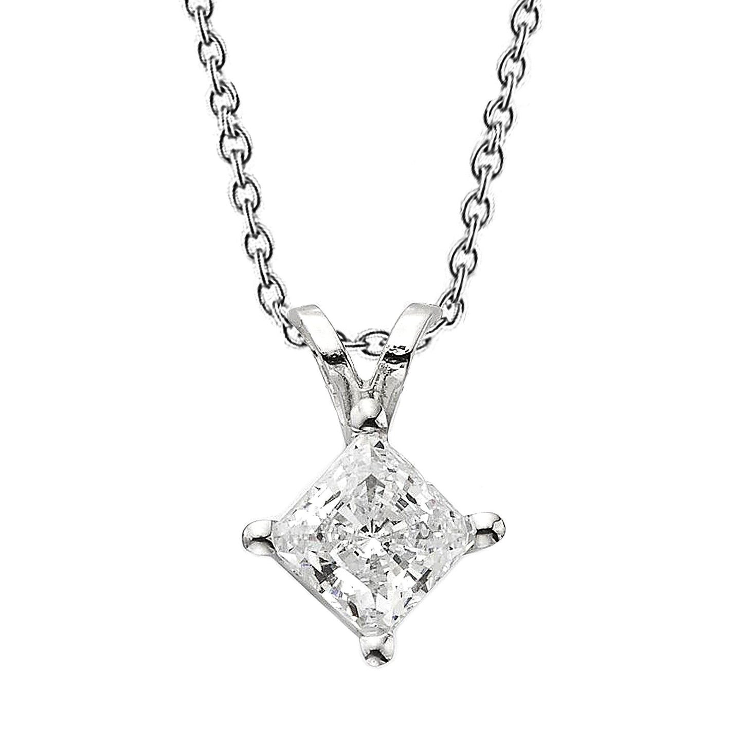 Halskette mit Anhänger mit Kette 2.50 Karat Echt Prinzessinnenschnitt Aus der Erde Abgebauter Natürlicher Diamant 14K Gold