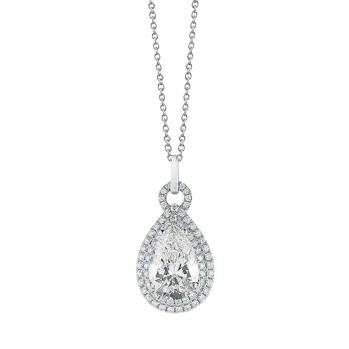 Halskette mit echtem Anhänger im Birnen- und Rundschliff-Aus der Erde Abgebauter Natürlicher Diamant aus 5,5 Karat Weißgold (14 Karat).