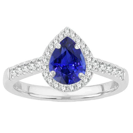 Royalblauer Saphir Edelstein-Ring 1,50-Karat 14K Weißgold – Hauptansicht