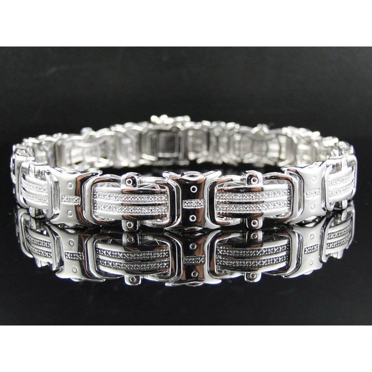 Herren Echt Aus der Erde Abgebauter Natürlicher Diamant Feines Armband 12 Karat Weißgold 14K Schmuck