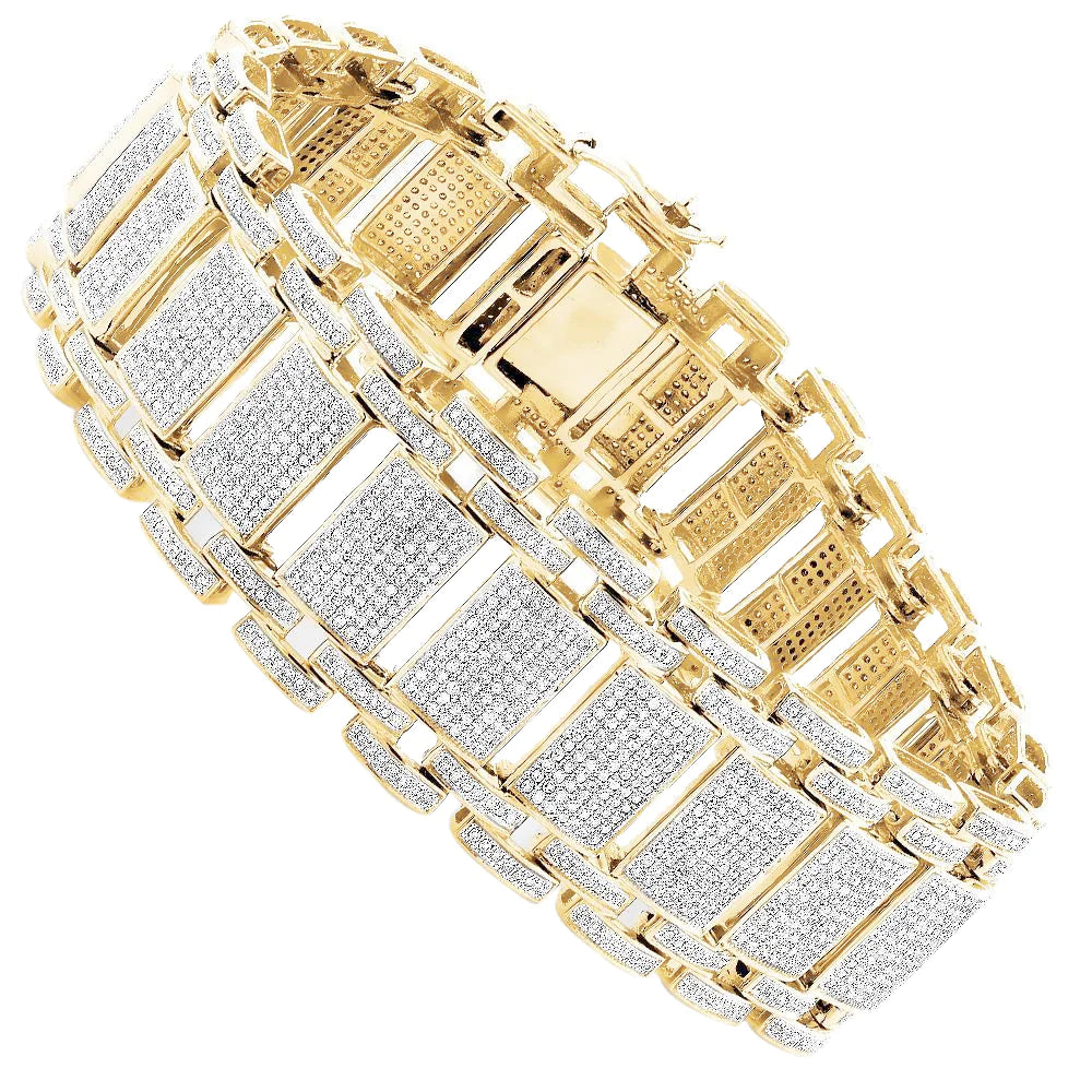 Herren Funkelnd 14.50 Karat Natürliche Diamanten Armband Gold Gelb 14K