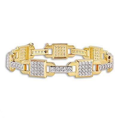 Herren Gliederarmband Klein Rundschliff 6,70 Karat Echt Diamanten 14K YG
