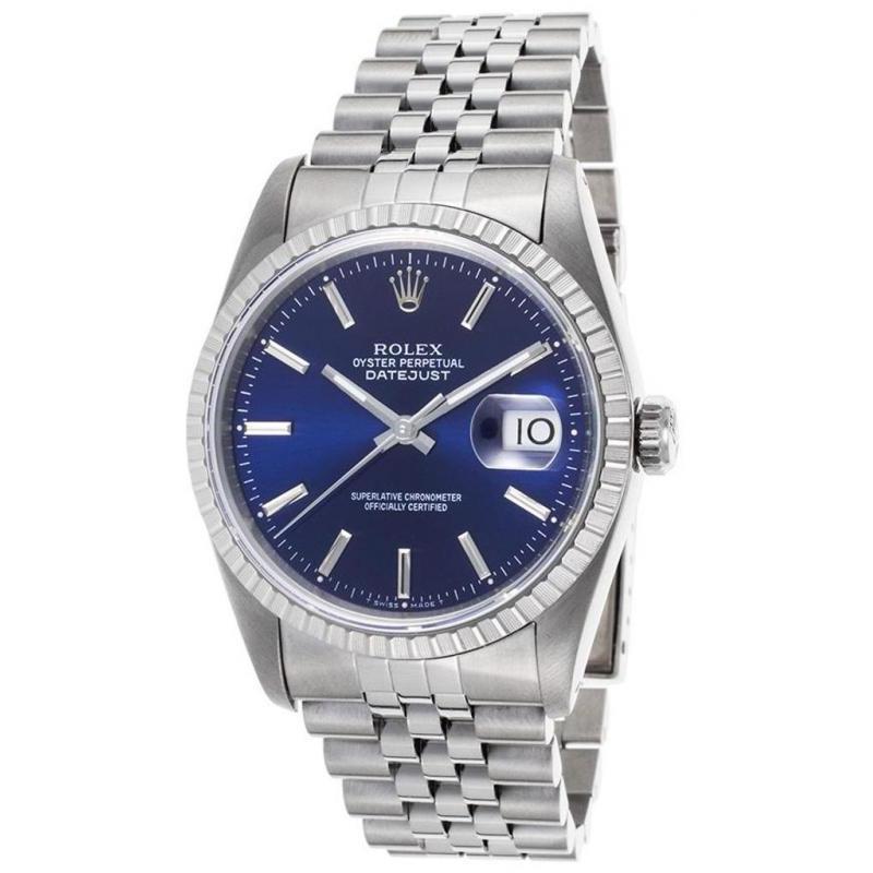Herren-Herrenuhr Rolex Jubilee Datejust mit blauem Zifferblatt, Edelstahl SCHNELLES EINSTELLEN