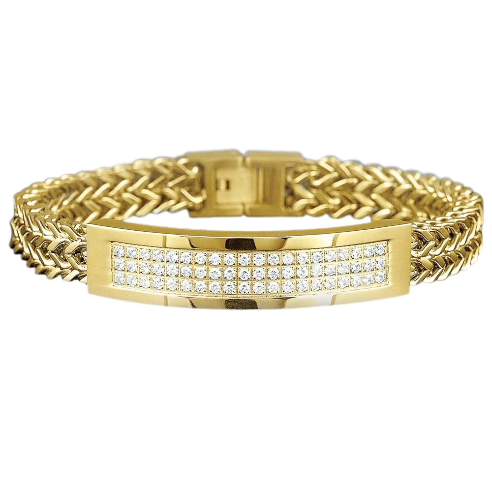 Herrenarmband Rundschliff 3 Karat Echt Diamanten Gelbgold 14K