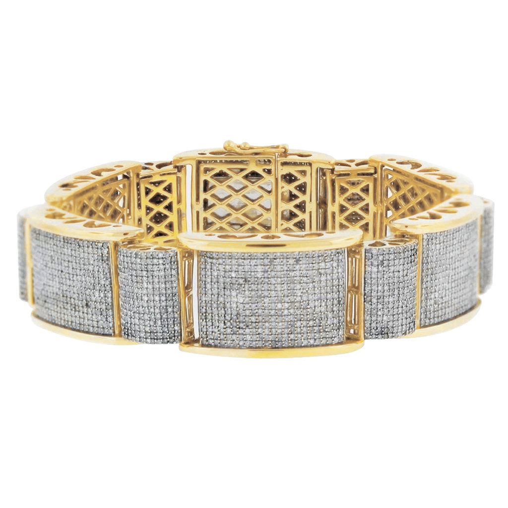 Herrenarmband mit rundem Echt Diamanten Feines Gelbgold 14K 28 Karat