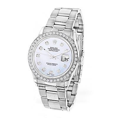 Herrenuhr Rolex 36 mm Diamantlünette Datejust aus Edelstahl