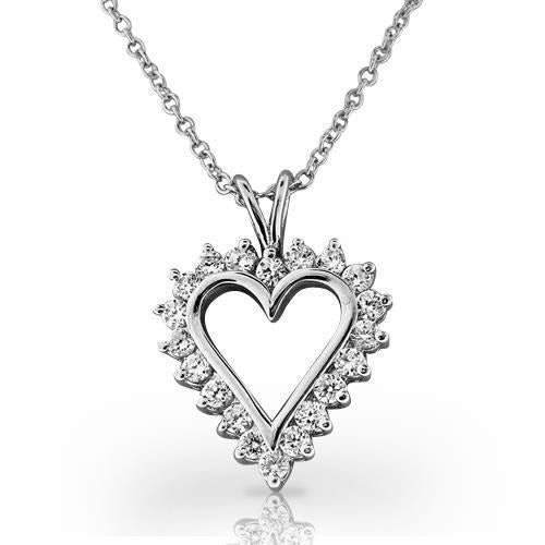 Herz Anhänger Halskette 4 Karat Funkelnde Echt Rund Schliff Diamanten
