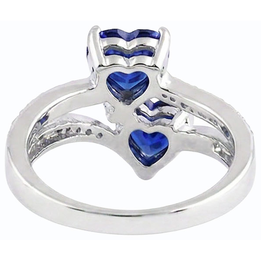 Herz Blauer Saphir Natürlicher Diamant ( nicht im Labor gezüchtet )ring 2 Steine Split Schaft 3.50 Karat