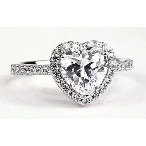 Herz-Echt Diamant-Halo-Ring 2,38 Karat Weißgold