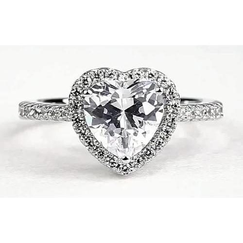 Herz-Echt Diamant-Halo-Ring 2,38 Karat Weißgold