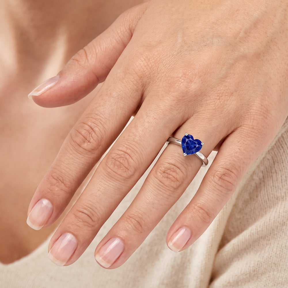 Herz Solitaire Sri Lanka Saphir Ring 2,50 Karat Weißgold 14K