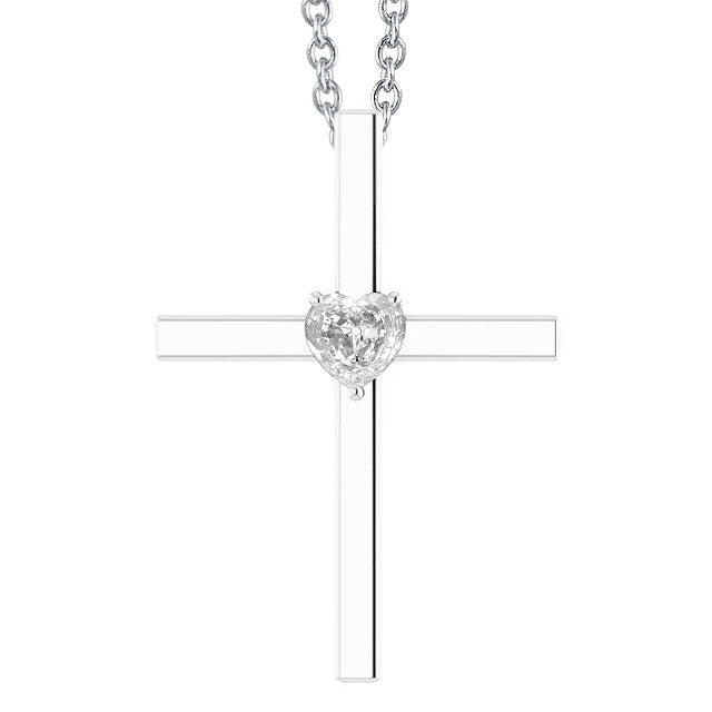 Herz alter Bergmann Cross Echt Diamant Anhänger 1 Karat Rutsche mit Kette