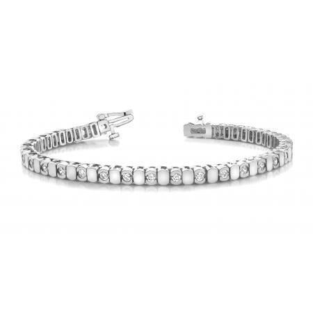 Herzförmiges Tennisarmband 6 Karat Echt Diamanten im Rundschliff Weißgold 14K
