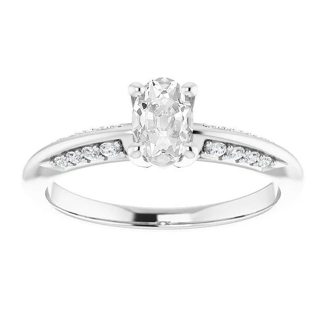 Hochzeit Oval Alter Minenschliff Echt Diamantring Krappenset Schmuck 3.65 Karat
