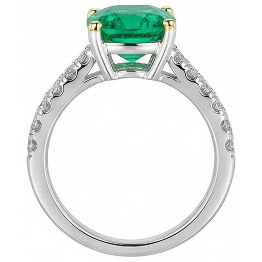 Brillanter Kolumbianischer Smaragd Edelstein-Ring 5 Karat – Draufsicht