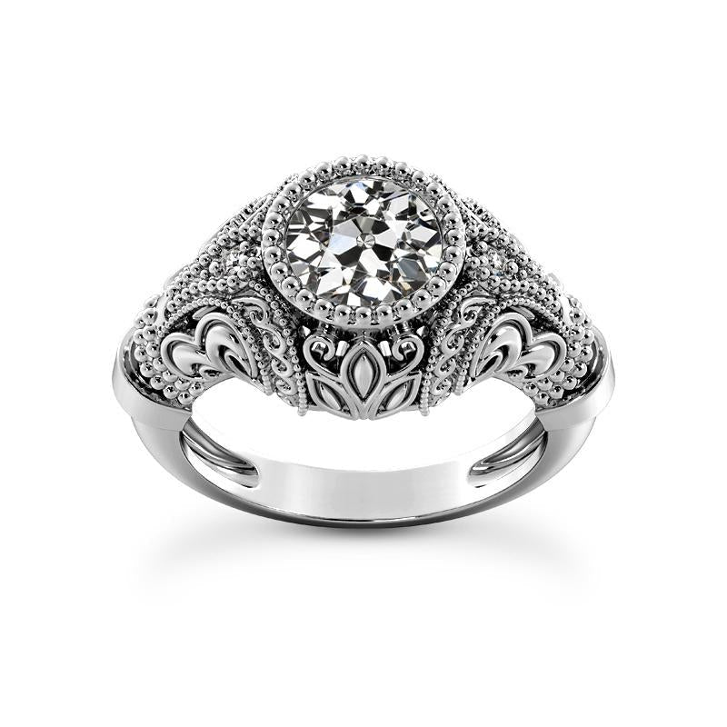 Jahrgang-Stil Runder Altschliff Echt Diamant-Verlobungsring 1.75 Karat
