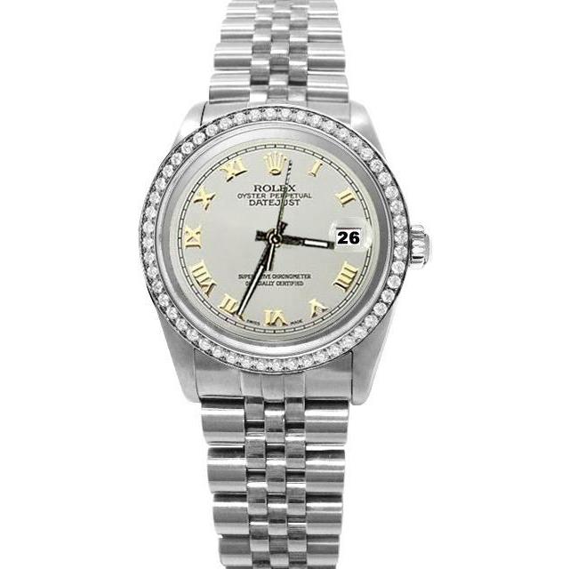 Jubiläumsarmband Edelstahl Datejust Rolex-Uhr Weißes römisches Zifferblatt Rolex SCHNELLES EINSTELLEN