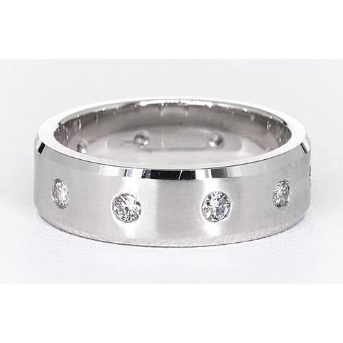 Jubiläum Band Mit Satin Finish Echt Runde Diamanten Weiß Gold 14K