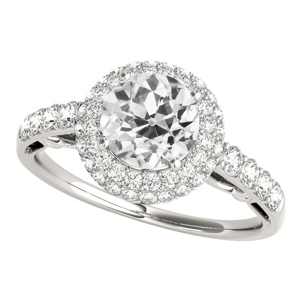 Jubiläum Halo Ring Old Cut Runden Echt Diamants 5 Karat Goldschmuck