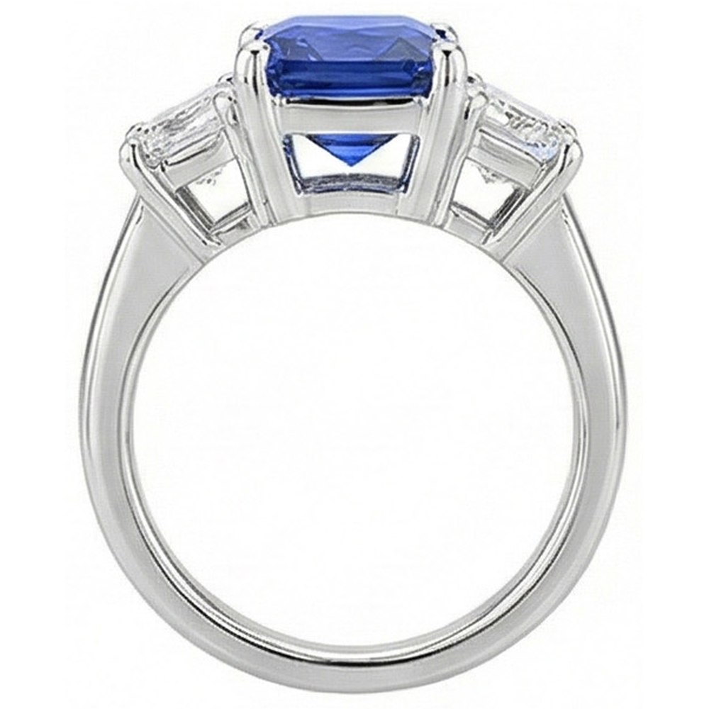 Jubiläums-Saphirring 5 Karat 3 Stein Smaragd Natürlicher Diamant ( nicht im Labor gezüchtet )en Schmuck