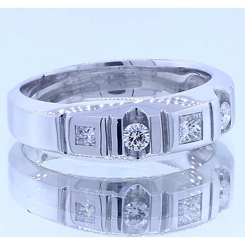 Jubiläumsband Princess & Runden Echt Diamants Weißgold 14K 1 Karat