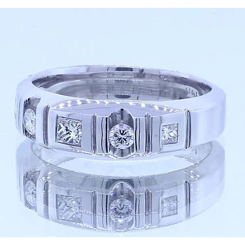 Jubiläumsband Princess & Runden Echt Diamants Weißgold 14K 1 Karat
