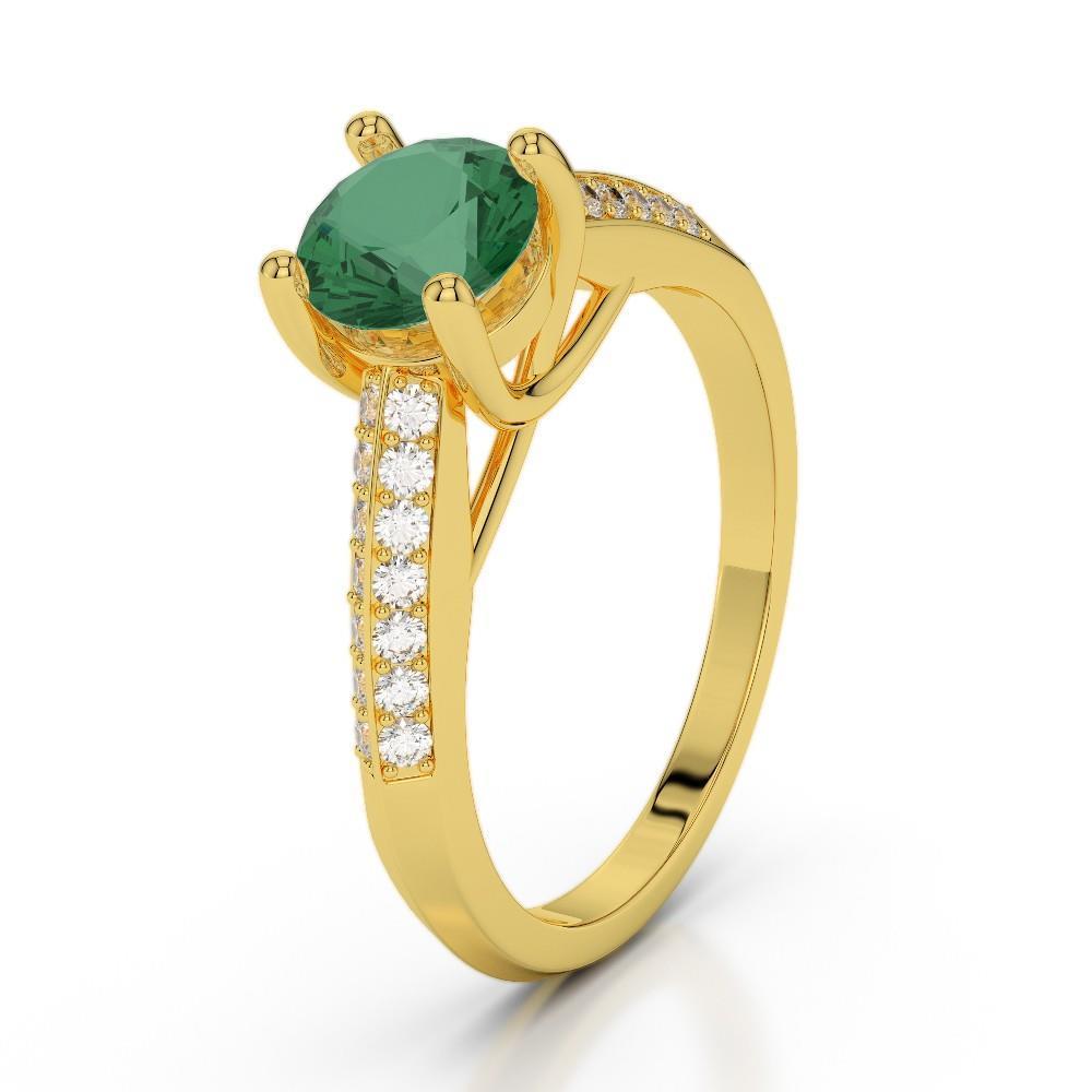 Jubiläumsring 2,25 ct Gelbgold mit Grün Smaragd und Diamanten im Rundschliff