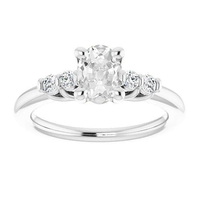 Jubiläumsring Oval Alter Minenschliff Echt Diamant Krappen Satz Schmuck 4 Karat
