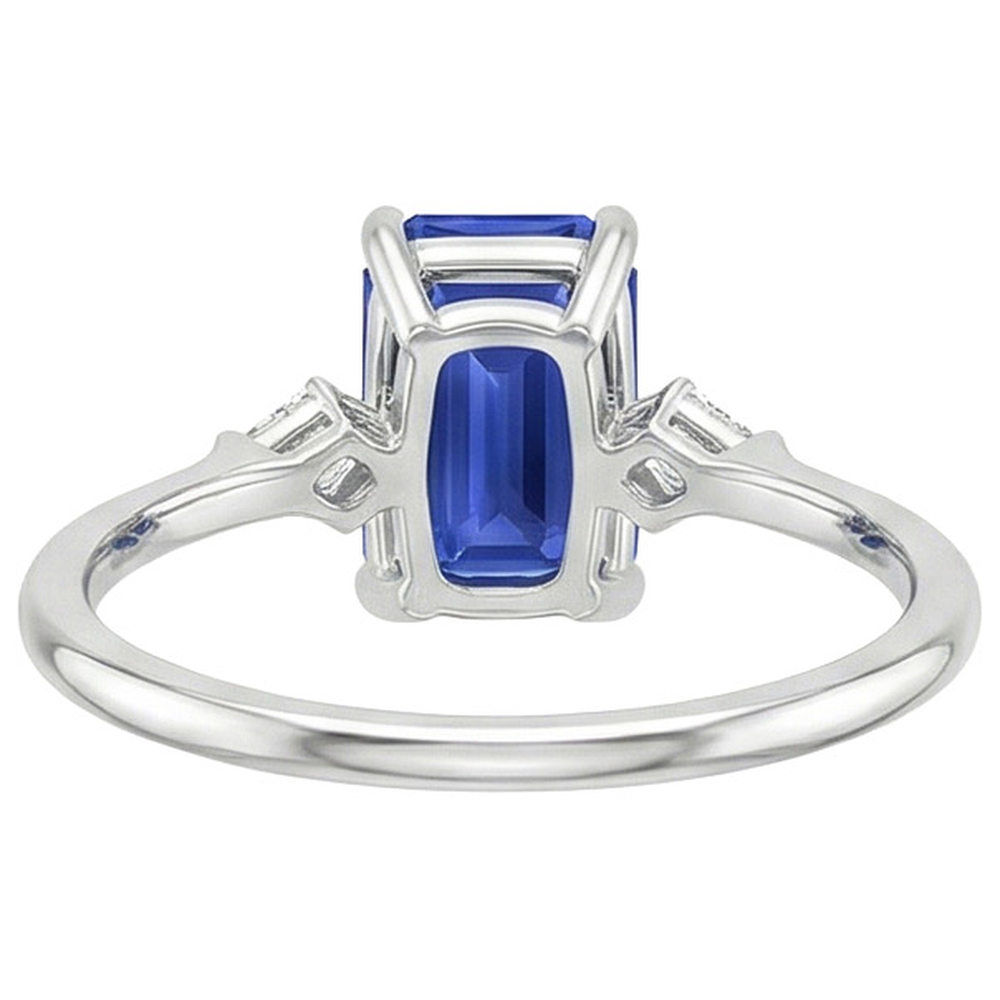 Jubiläumsring Smaragd Ceylon Saphir & Aus der Erde Abgebauter Natürlicher Diamant Akzente 3,25 Karat