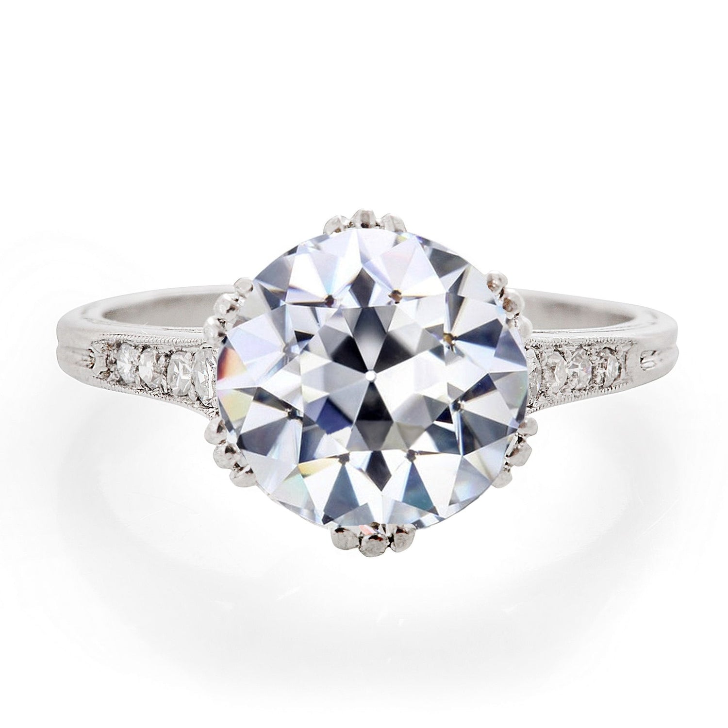 Jubiläumsring mit Akzenten runder alter europäischer Echt Diamant 4.50 Karat