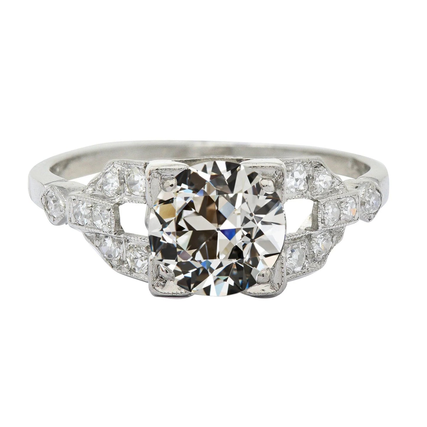 Jubiläumsring runder alter Minenschliff Echt Diamant mit geteiltem Schaft 4.75 Karat